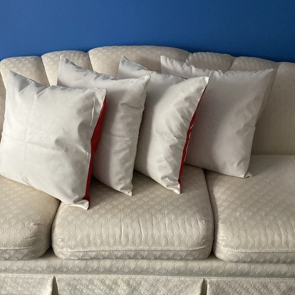Valentines Day Linen Pillow Cases 16inch Squares